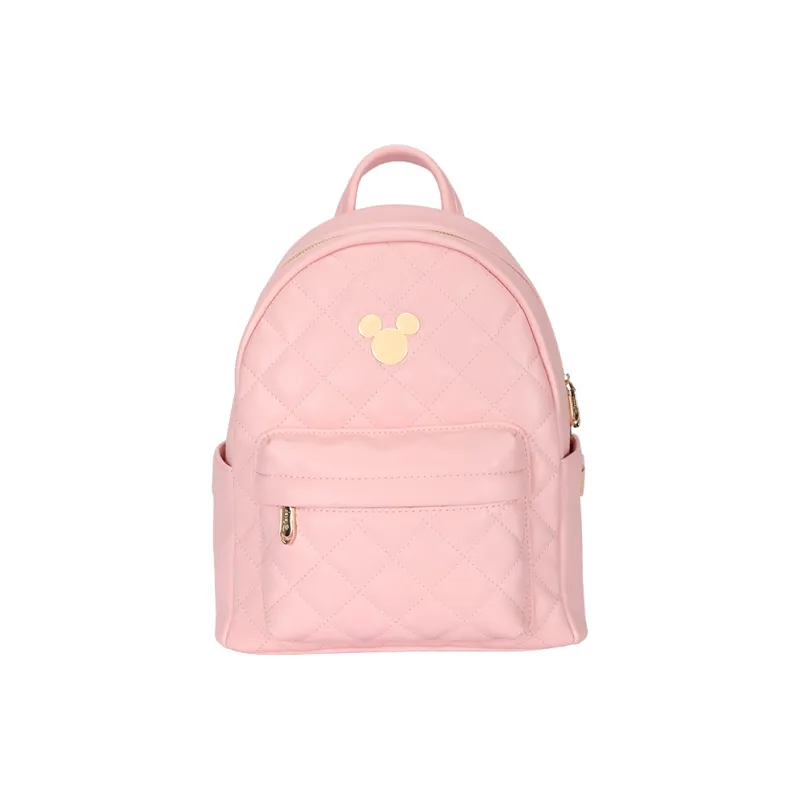 Disney Mickey Series Synthetic Leather Backpack Regular Unisex Black/White/Pink-2
