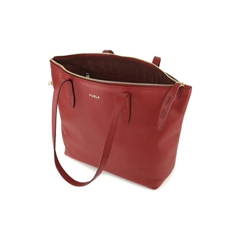 Furla Leather Tote Bag Shopping Bag Handbag Shoulder Bag Women's Red-1