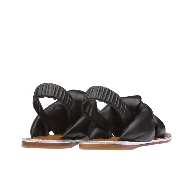 MIU MIU Nappa One Strap Sandals Women's Black-2