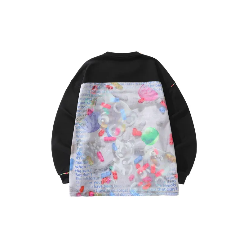 GENANX Sweatshirts Unisex Black/Dazzling Print-1