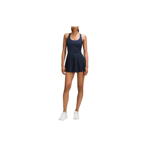 Lululemon Scoop-Neck Pleated Sleeveless Dresses Women's Marine Blue