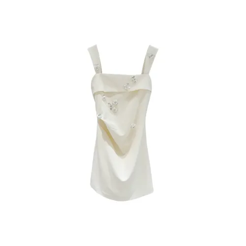 CHARM PICK Sleeveless Dresses Women's Milk White