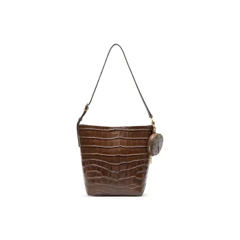 Staccato Cow Leather Bucket Bag, Handbag, Shoulder Bag Medium Size Women's Chicory Coffee/American Black