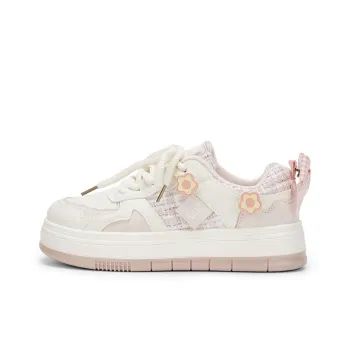 KARLIE KELLER Wear-Resistant Slip-Resistant Low-Top Skateboard Shoes Women's White Pink