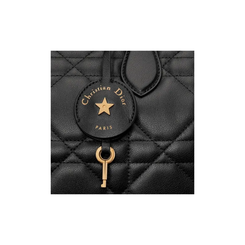 DIOR Macrocannage Calfskin Boston Bag Handbag Shoulder Bag Crossbody Bag Women's Black-5
