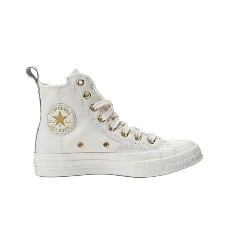 Converse Chuck Taylor All Star Non slip Lightweight High Top Skateboard Shoes Unisex White Gold-1