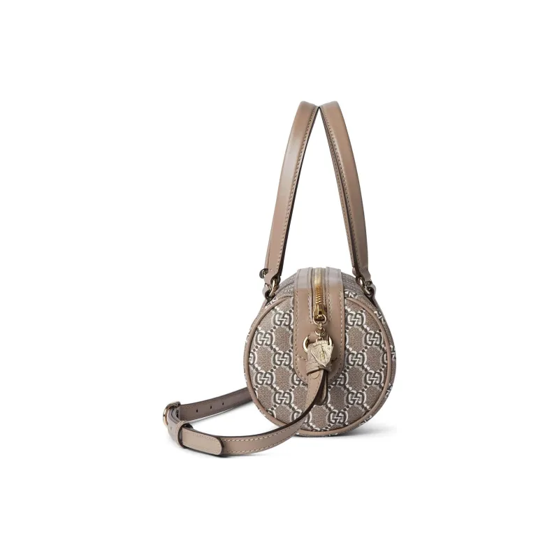 GUCCI Printed Leather Portable Crossbody Bag, Shoulder Bag Women's Taupe-2