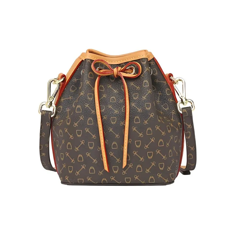 Why Artificial Leather Shoulder Bag Small Size Women's Apricot/Coffee/Coffee & Red-5