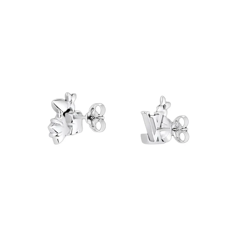 LOUIS VUITTON Metal Stud Earrings Women's Silver-2