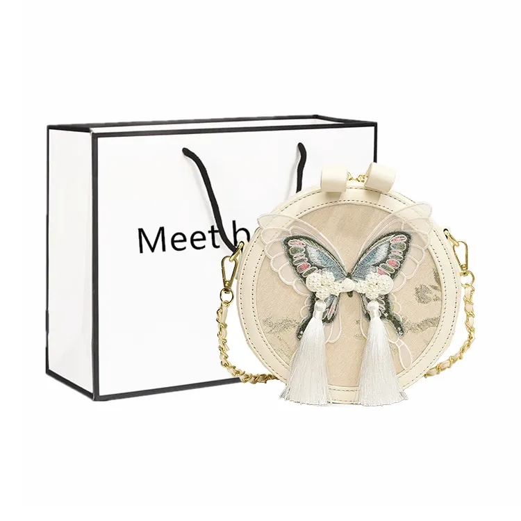 Fitchell PU Small Round Bag Shoulder Bag Regular Women's Beige Floral/National Flower/Blue Floral/Fruit Green-9