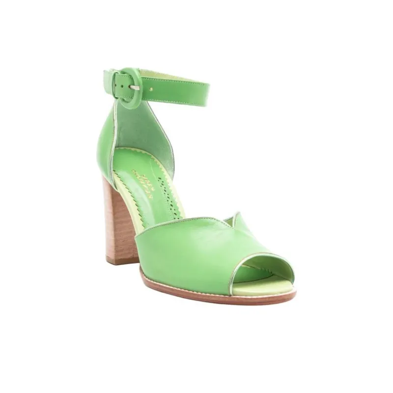 Sarah Chofakian Peep Toe Lorraine Strap Sandals 7.5cm Women's Green-2
