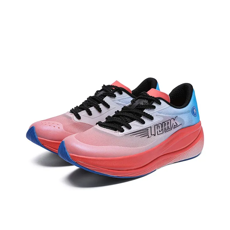 LPMX Cushioning Breathable Lightweight Rebound Low Top Running Shoes Men's Black Orange Red-2
