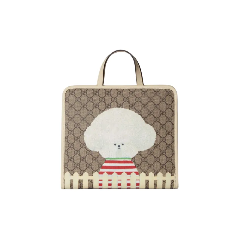 GUCCI Canvas Tote Bag, Shopping Bag, Canvas Bag, Handbag Kids' Beige & Ebony-0