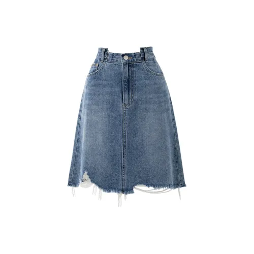 SOON FLOWER Denim Short Skirts Women's Light Blue