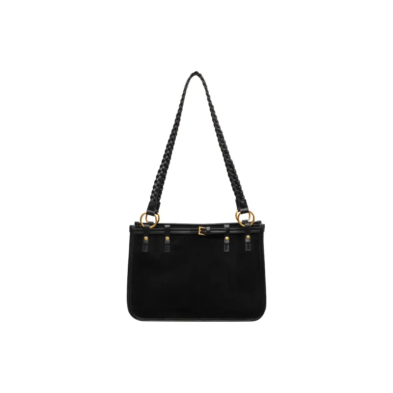 ROSEROOEN PU Velvet Blend Shoulder Bag Women's Black/Khaki/Coffee/Brown-0
