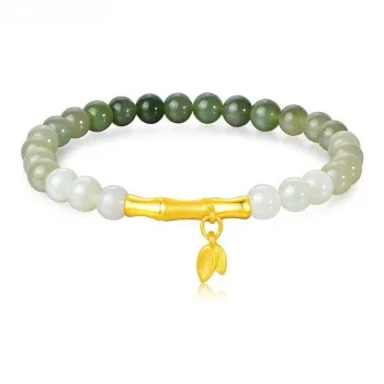 Old Fu Gold Bracelets Green Jade Women's