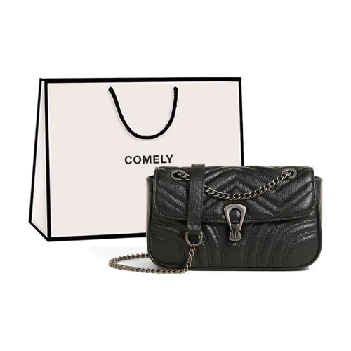 COMELY Cow Leather Patchwork Synthetic Leather Small Square Bag Shoulder Bag Crossbody Bag Small Size Women's Black