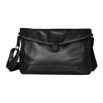 Old Man's Head Cow Leather Crossbody Shoulder Bag Regular Men's Black