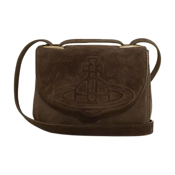 Vivienne Westwood Linda Suede Shoulder Bag, Crossbody Bag Women's Brown
