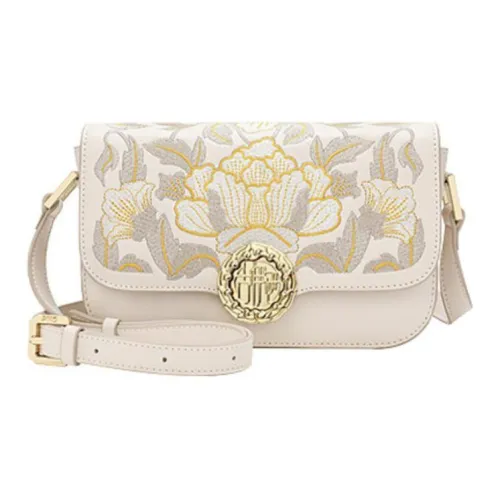 Ancient Yi Xi Cow Leather Cheongsam Large Capacity Shoulder Bag, Crossbody Bag Women's Ecru