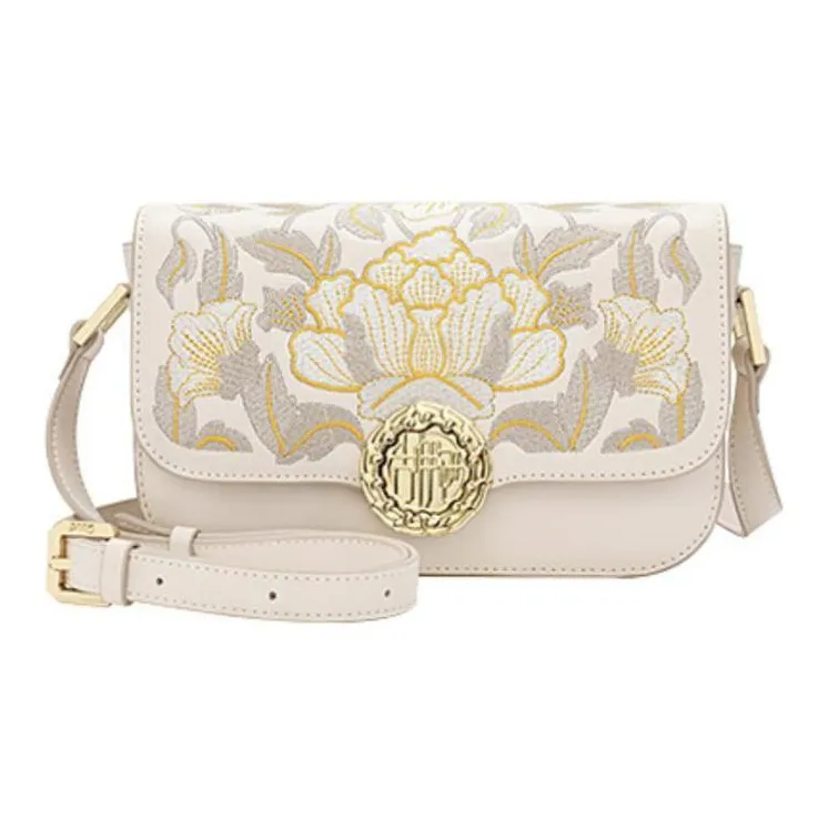 Ancient Yi Xi Cow Leather Cheongsam Large Capacity Shoulder Bag, Crossbody Bag Women's Ecru-0