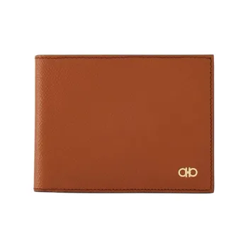 FERRAGAMO Stamped Calfskin Wallet Regular Men's Brown