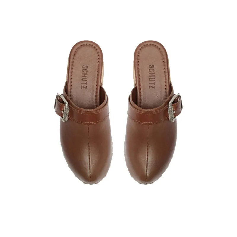 Schutz Closed Toe Slippers 6cm Women's Brown-3