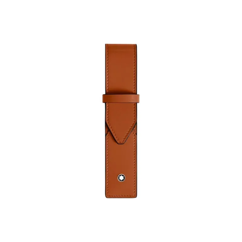 MONTBLANC Calfskin Pen Pouch Storage Bag Men's Rusty Red-0