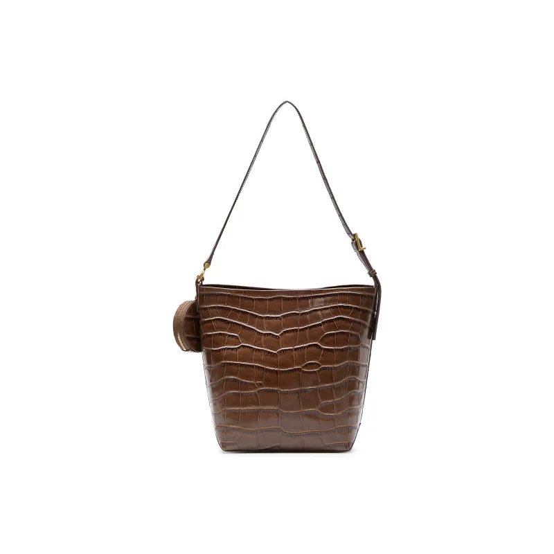 Staccato Cow Leather Bucket Bag, Handbag, Shoulder Bag Medium Size Women's Chicory Coffee/American Black-2