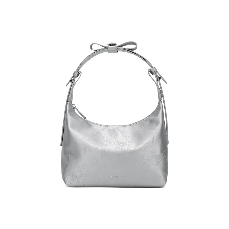 MEXICAN Polyurethane Leather Crescent Bag, Banquet Shoulder Bag, Handbag Regular Women's Pink/Silver/Ecru-4