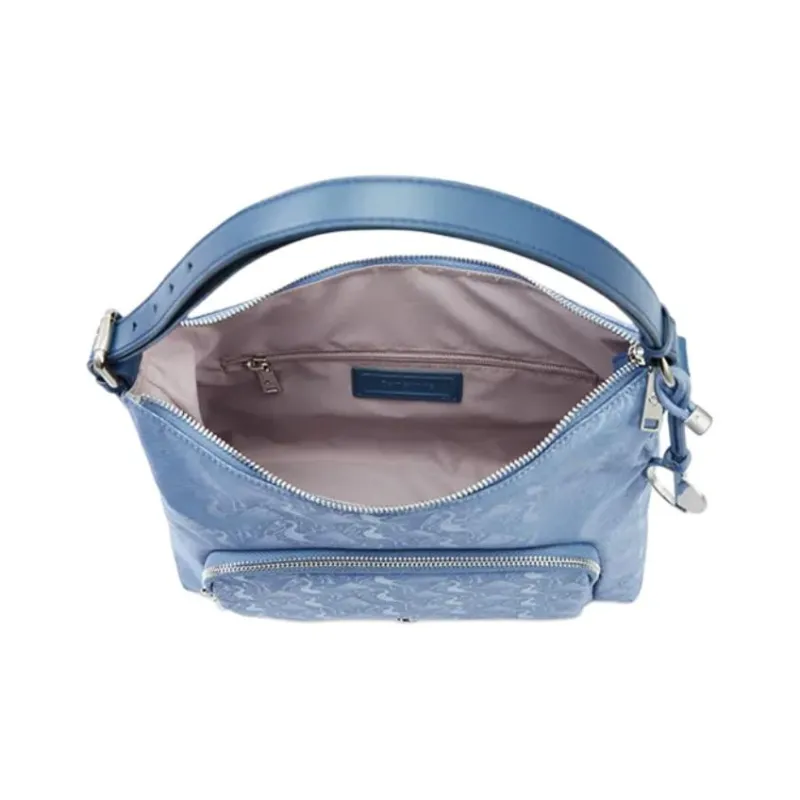 SAMSONITE Fabric, Synthetic Leather Hobo Bag, Handbag, Shoulder Bag Regular Women's Blue Print-4