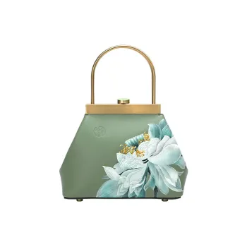 Ancient Yi Xi Cow Leather Cheongsam Coin Purse Handbag Women's Celadon Green