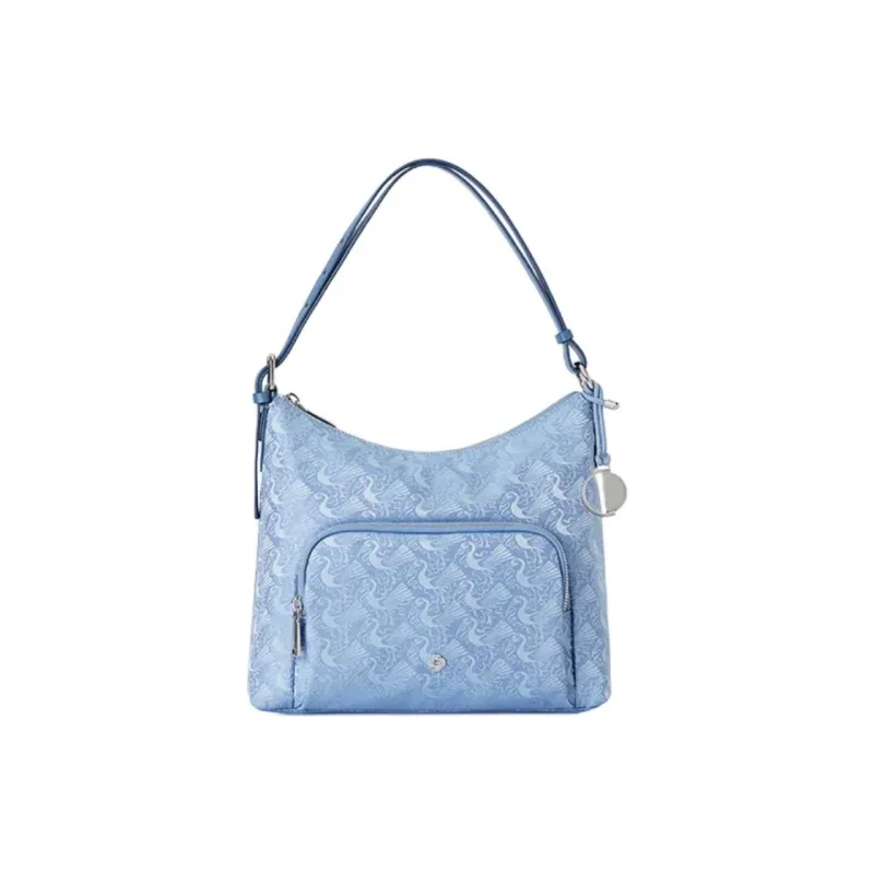 SAMSONITE Fabric, Synthetic Leather Hobo Bag, Handbag, Shoulder Bag Regular Women's Blue Print-0