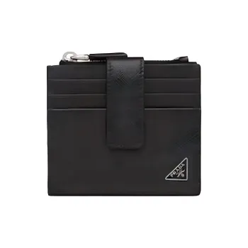 PRADA Leather Card Holder Wallet Unisex Black