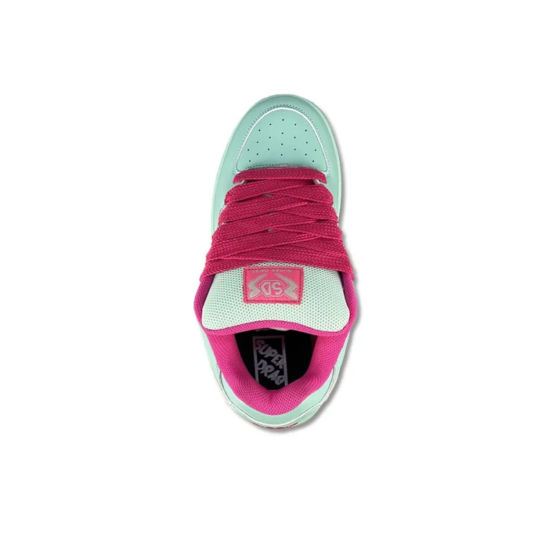 LuzaoT SUPER DRAG Puffy Shoes Anti Slip Wear Resistant Low Top Skateboard Shoes Women's Blue Pink-2