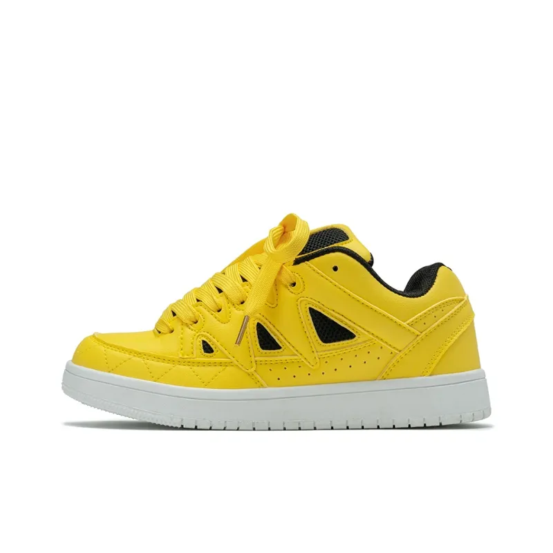 Medd Puffy Shoes Anti Slip Wear Resistant Low Top Skateboard Shoes Women's Yellow-0