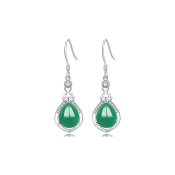 Double Happiness Gift Chalcedony Earrings Women's