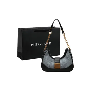 PINK·LAND PU Shoulder Bag Chain Shoulder Bag Women's Black/Khaki/Blue/Brown
