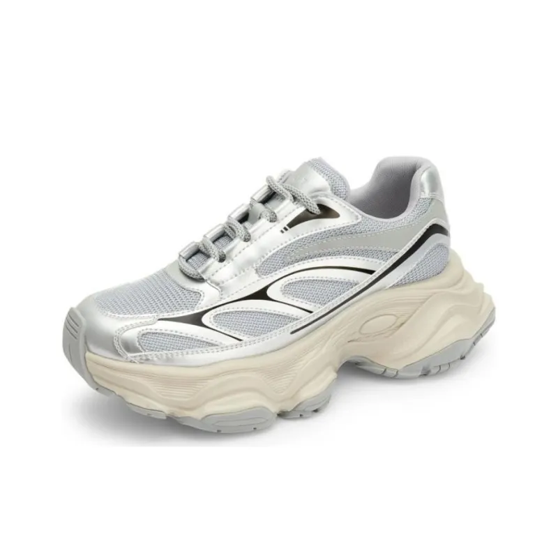 TOOMANYSHOES Low-Top Chunky Sneakers Women's Silver/Apricot-1