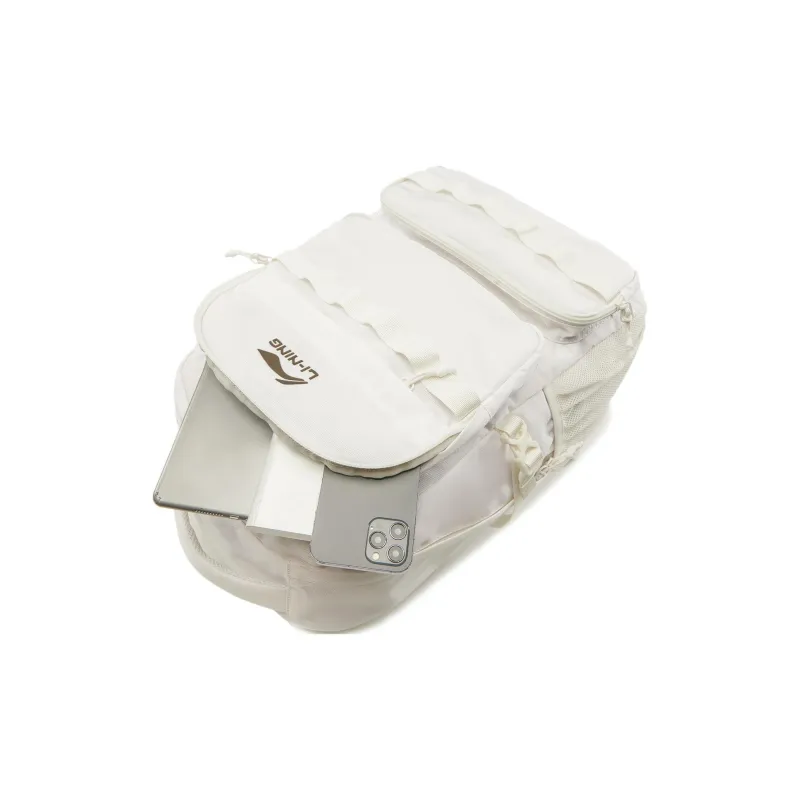 LiNing Polyester Backpack Unisex Ivory-5