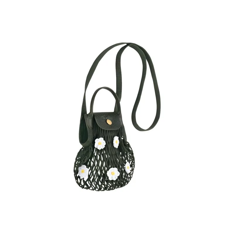 LONGCHAMP XS Le Pliage Filet Mesh Floral-appliqué Bag-3