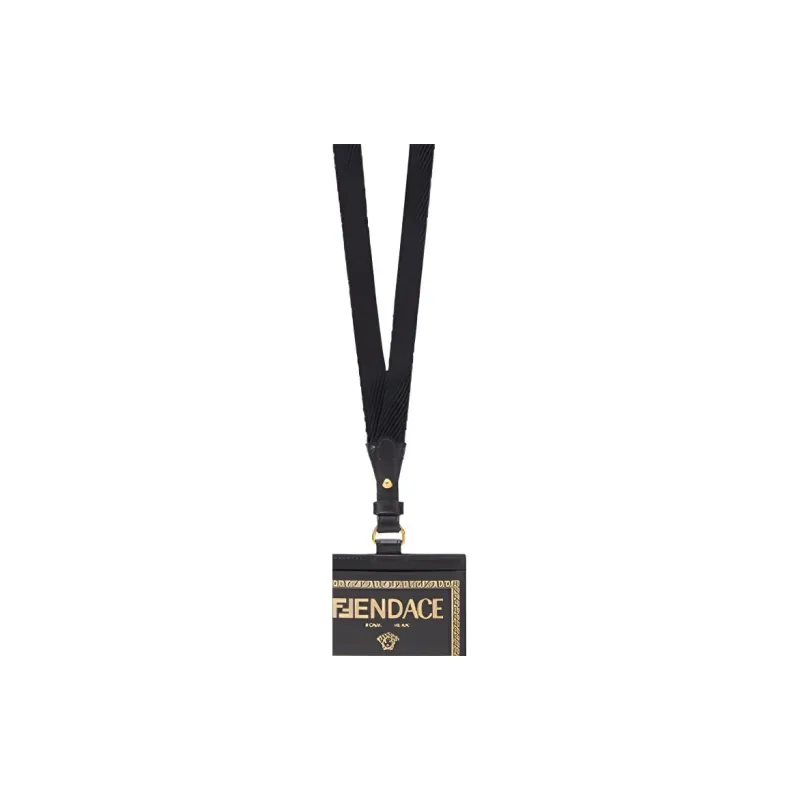 FANSIZHE VERSACE Cow Leather Card Holder Men's Black-3