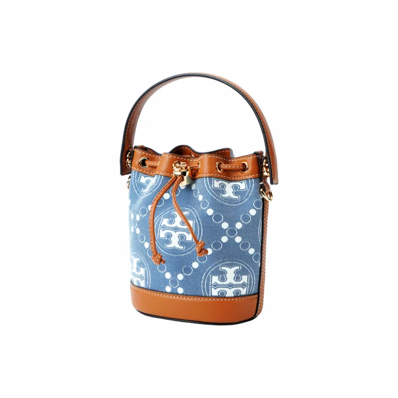 TORY BURCH T Monogram Jacquard With Leather Trim Bucket Bag Handbag Shoulder Bag Crossbody Bag Mini Women's Multicolor-1