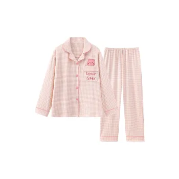 O'MESIK Pajama Set Women's Pink Plaid