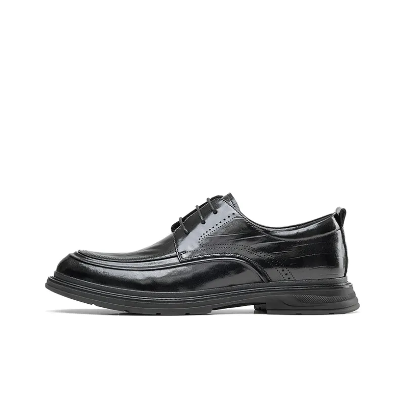 JOSINY Comfortable Wear Resistant Dress Shoes Low Top Men's Black-0