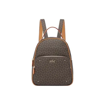 Why Artificial Leather Backpack Medium Size Women's Coffee/Beige/Coffee With Caramel