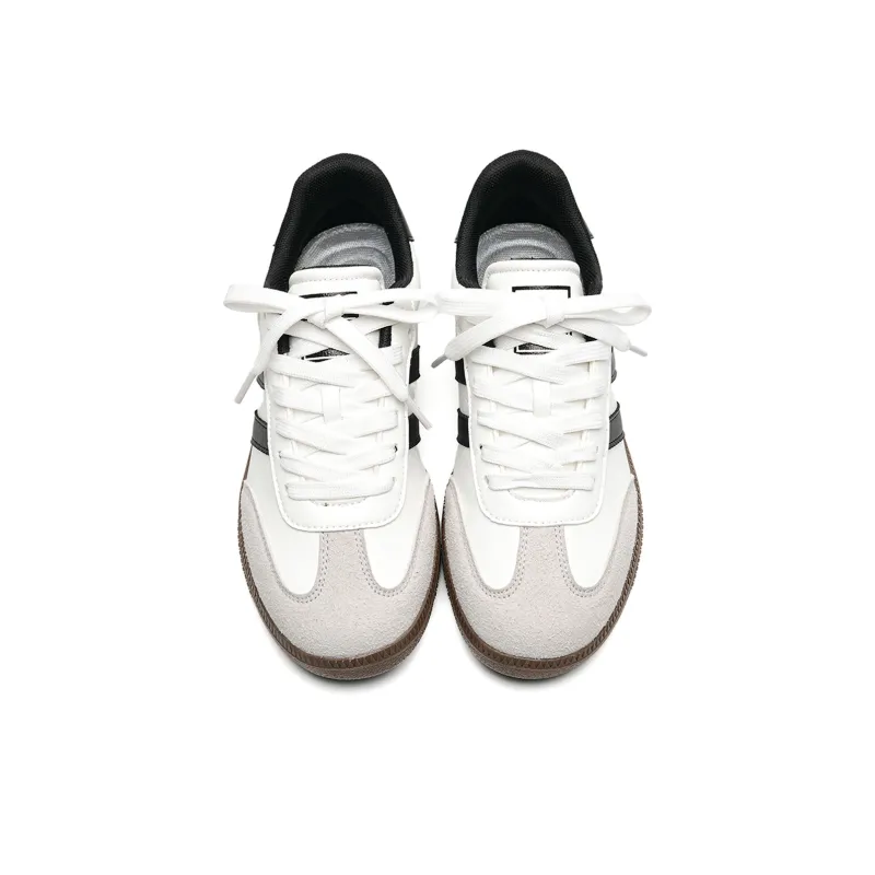 Circle small Skateboard Shoes Unisex Low Top White Black-4
