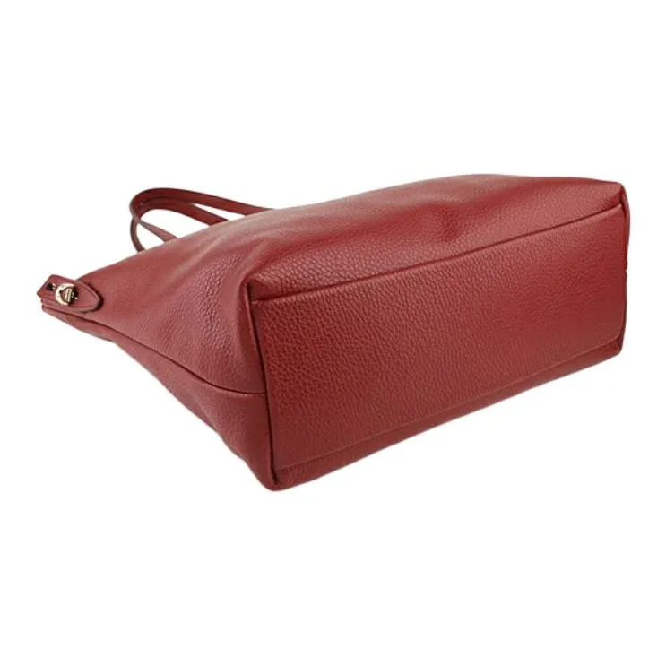 Furla Leather Tote Bag Shopping Bag Handbag Shoulder Bag Women's Red-3