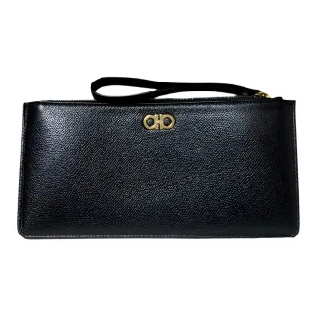 FERRAGAMO Cow Leather Wallet Unisex Black