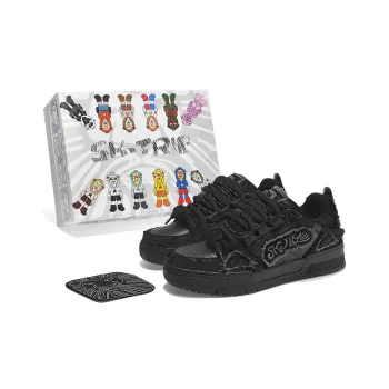 SK.TRIP Height Increasing Wear Resistant Low Top Skateboard Shoes Unisex Phantom Night Black